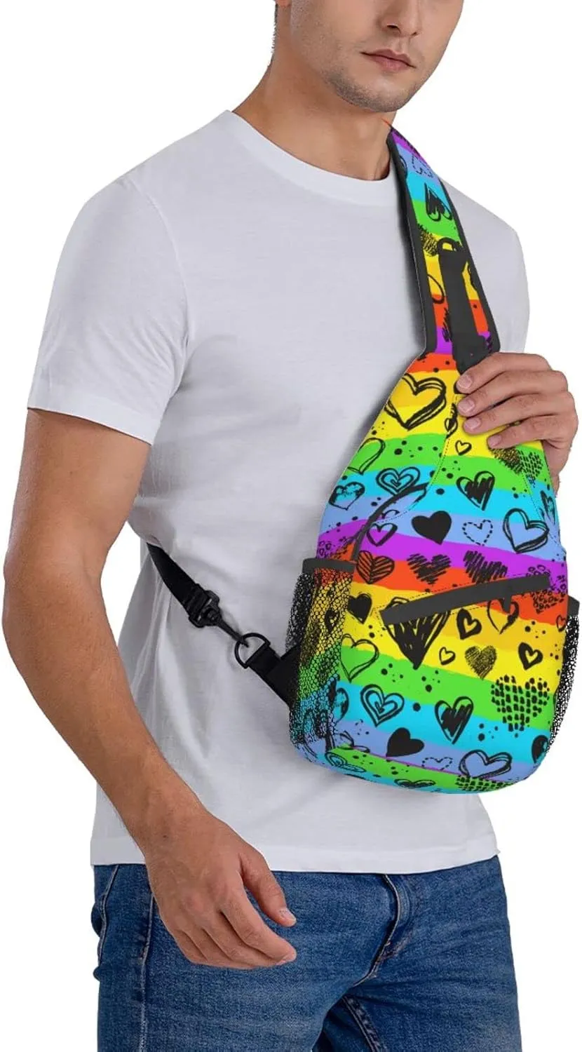 LGBT Gay Pride Sling Bag,Multipurpose Crossbody Backpack Shoulder Chest Bag for Women Men Travel Hiking Daypack