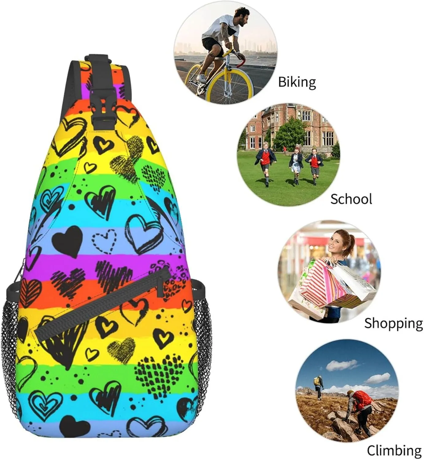 LGBT Gay Pride Sling Bag,Multipurpose Crossbody Backpack Shoulder Chest Bag for Women Men Travel Hiking Daypack