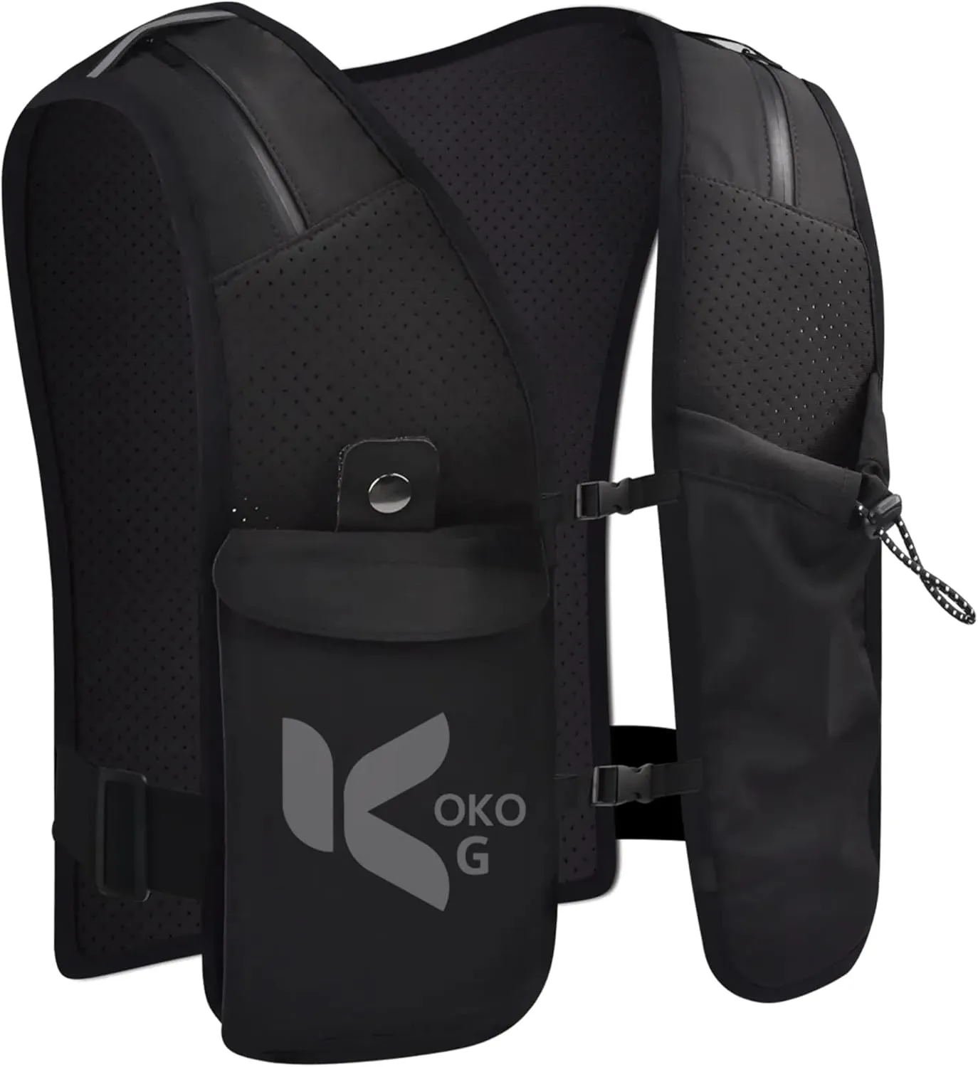 Lightweight Running Vest – Hydration Pack with Bottle Holder, Breathable & Adjustable Chest Pack, Reflective Straps, Multiple Storage Pockets – Perfect for Marathon, Trail Running, Cycling, Hiking
