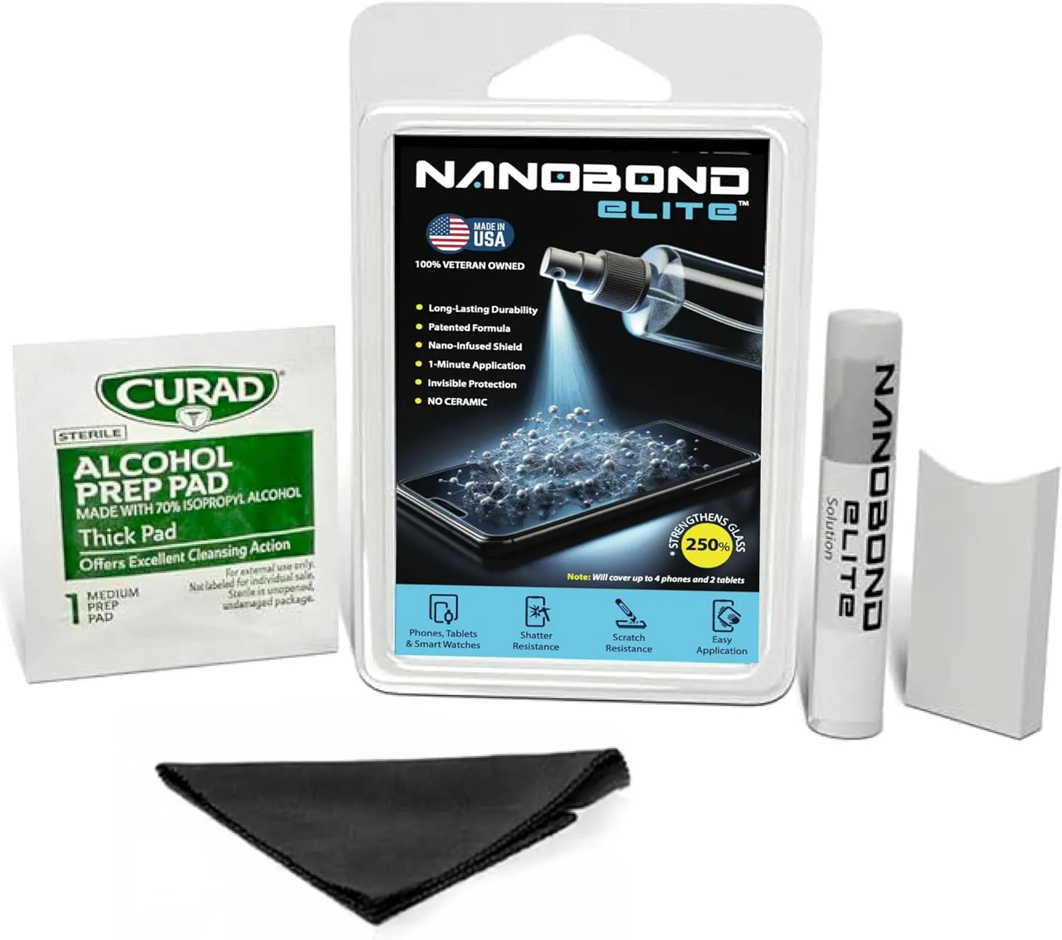 Liquid Screen Protector – Patented Nano-Infused Shield for Phones, Tablets, and Smartwatches – Invisible 1-Minute Application, Strengthens Glass by Up to 250% – No Ceramic