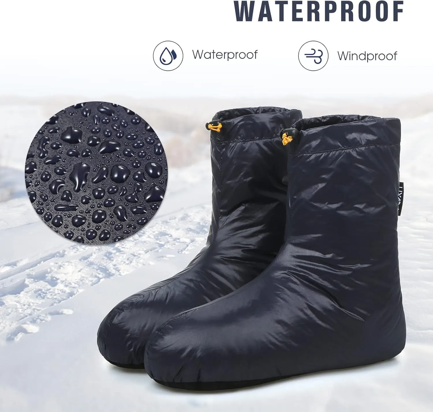 Lixada Down Booties Warm Socks for Men & Women, Ultralight Winter Duck Down Booties Warm Socks Slippers for Camping, Soft & Cozy Camping Sleeping Bag Tent Down Slippers Foot Warmer