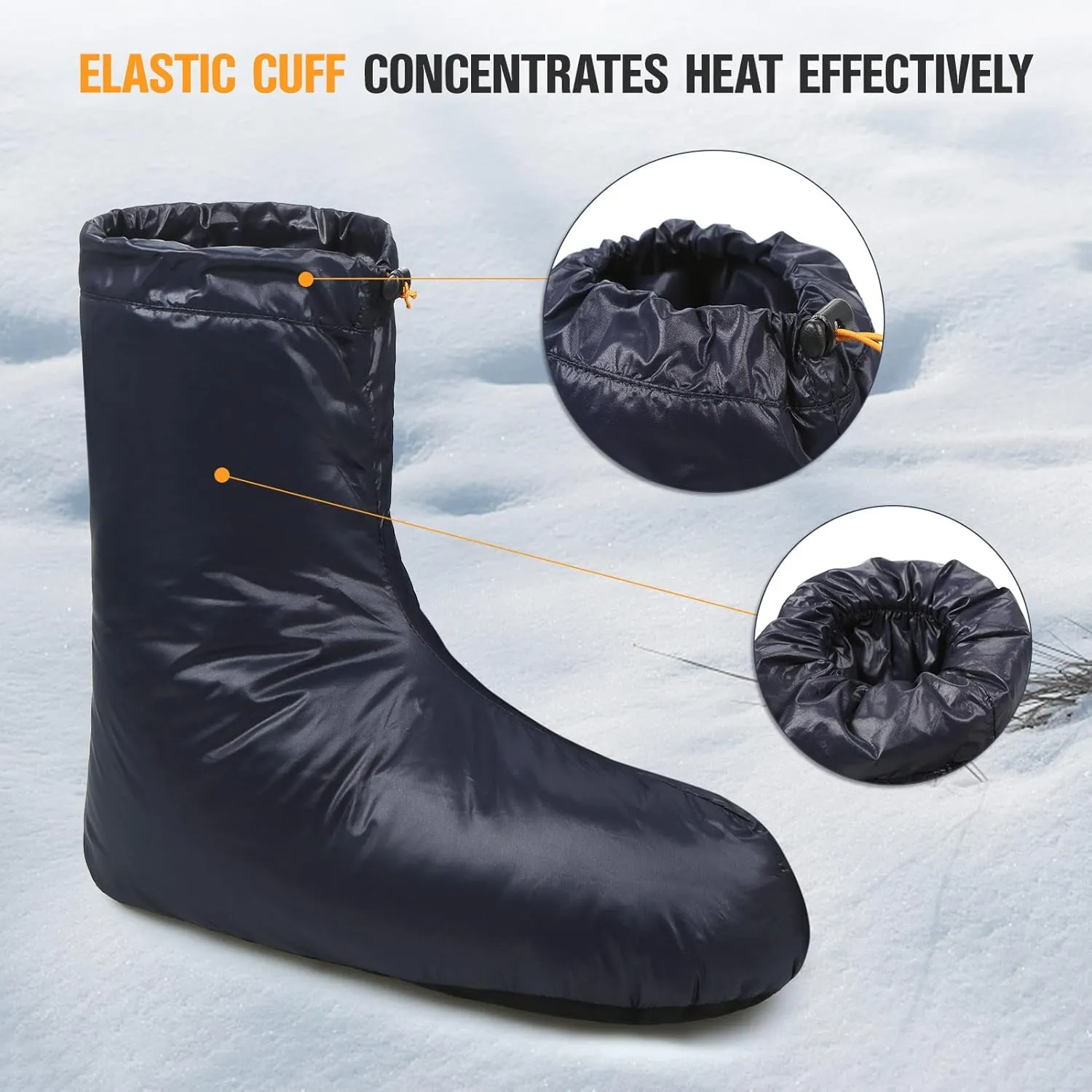 Lixada Down Booties Warm Socks for Men & Women, Ultralight Winter Duck Down Booties Warm Socks Slippers for Camping, Soft & Cozy Camping Sleeping Bag Tent Down Slippers Foot Warmer