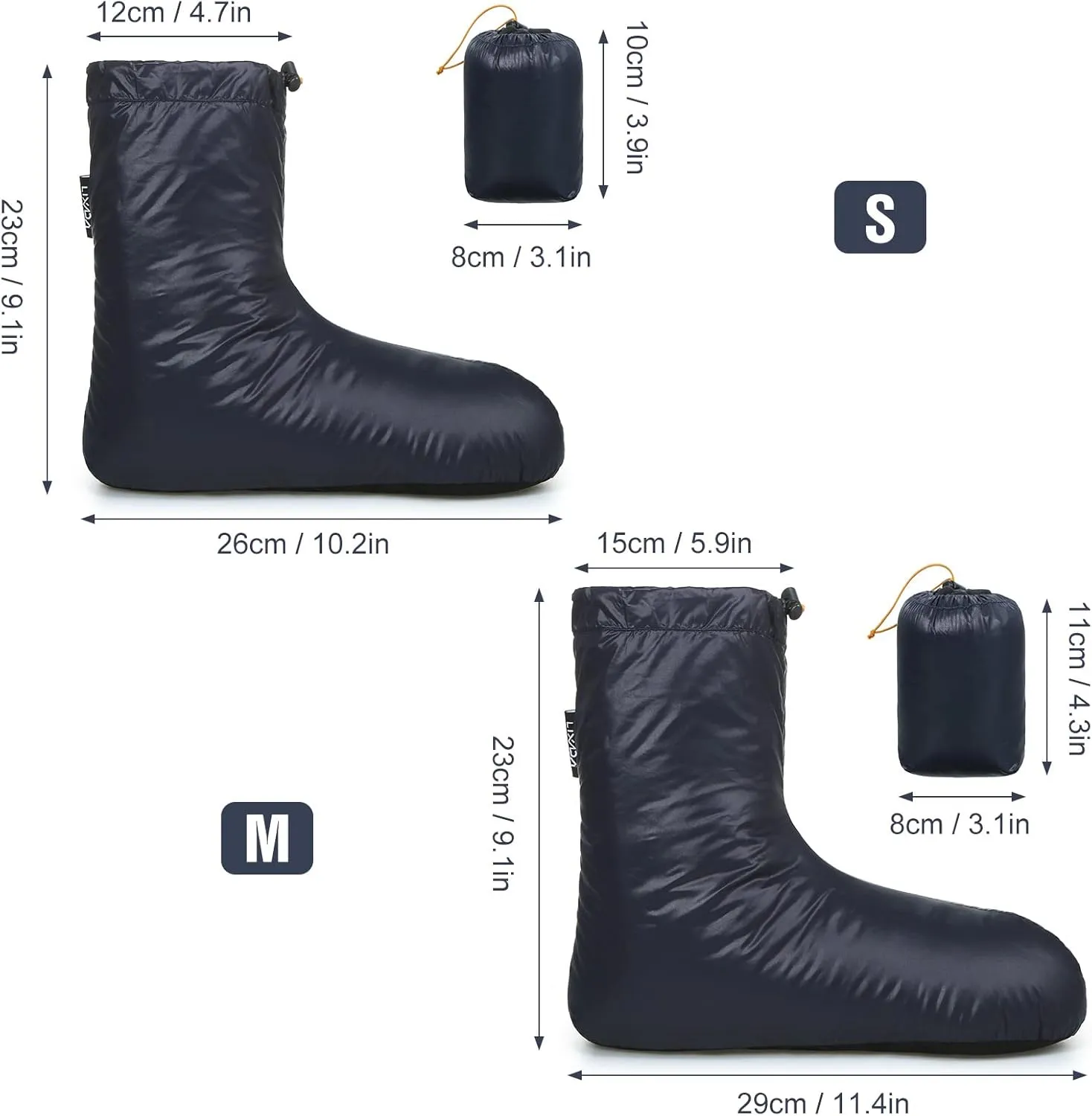 Lixada Down Booties Warm Socks for Men & Women, Ultralight Winter Duck Down Booties Warm Socks Slippers for Camping, Soft & Cozy Camping Sleeping Bag Tent Down Slippers Foot Warmer