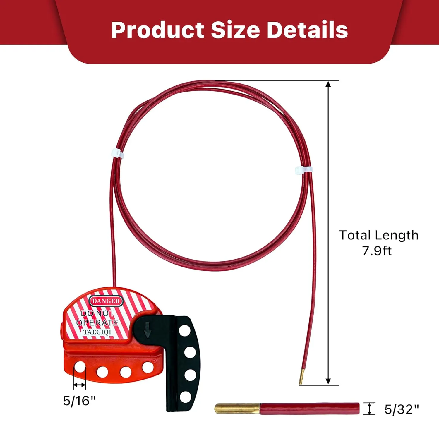 Lockout Tagout Cable Lock,7.9ft Adjustable Steel Cable Lock with Vinyl Coating for Loto OSHA Compliant(2 Pack),U06