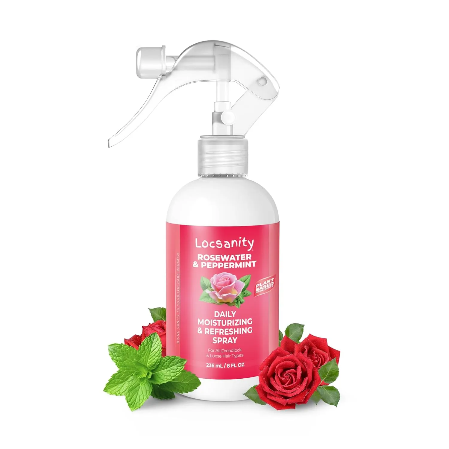 Locsanity Daily Moisturizing Rose Water and Peppermint Hair Scalp Refresher for Locs and Dreadlocks - Natural Loc Care and Maintenance (8oz)
