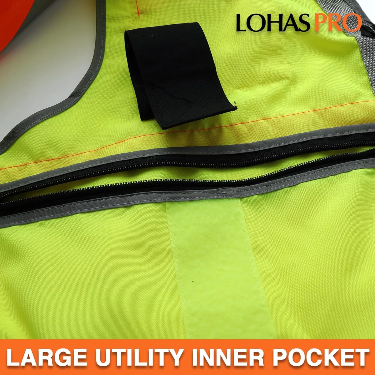 LOHASPRO Surveyor Safety Vest Reflective for Men High Visibility Class 2 Heavy Duty Safety Vests with Pockets and Zipper