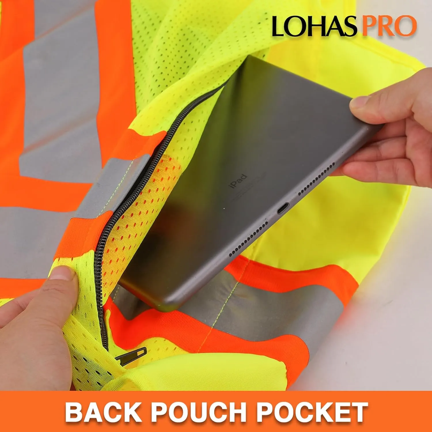 LOHASPRO Surveyor Safety Vest Reflective for Men High Visibility Class 2 Heavy Duty Safety Vests with Pockets and Zipper