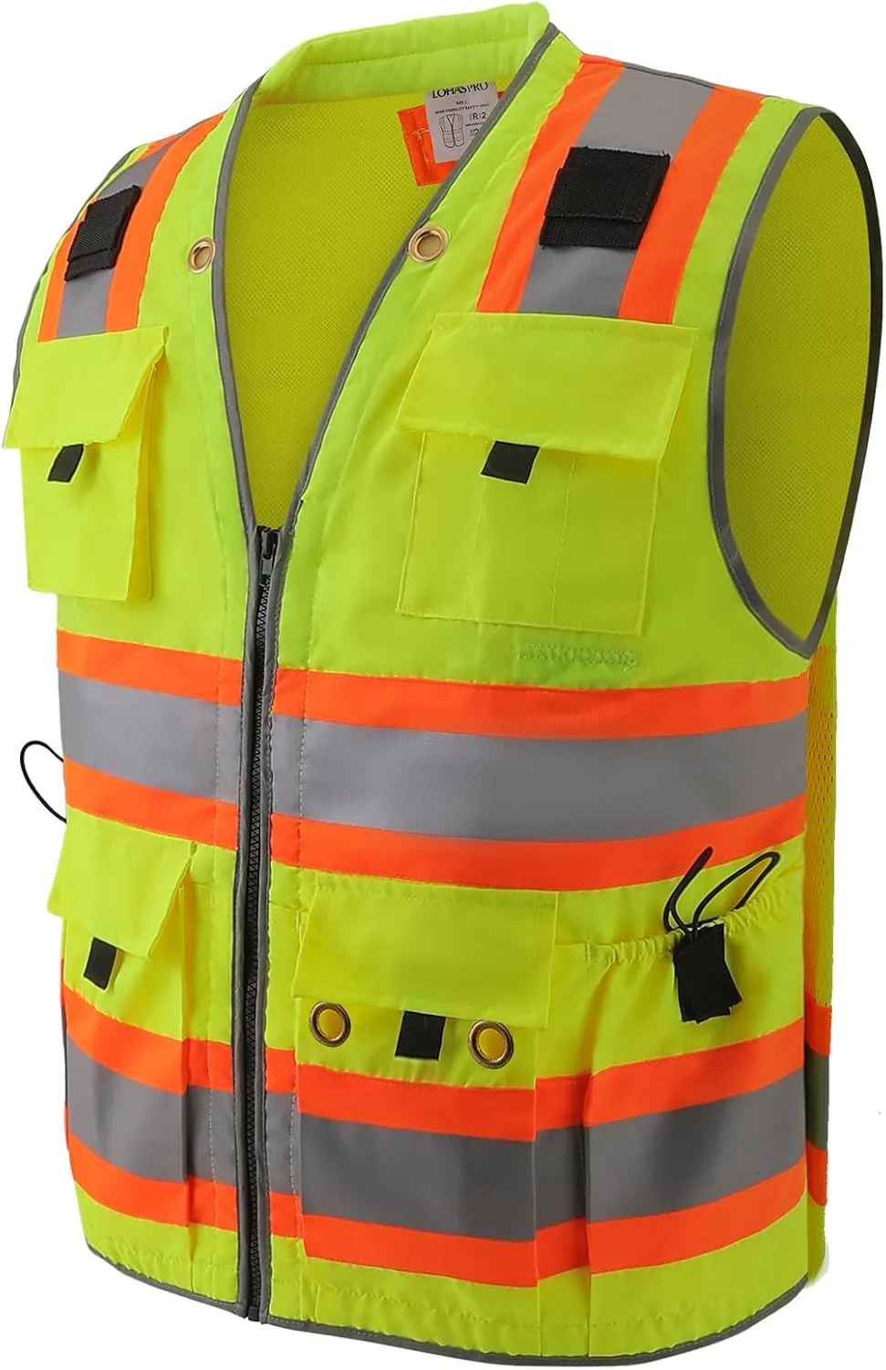 LOHASPRO Surveyor Safety Vest Reflective for Men High Visibility Class 2 Heavy Duty Safety Vests with Pockets and Zipper