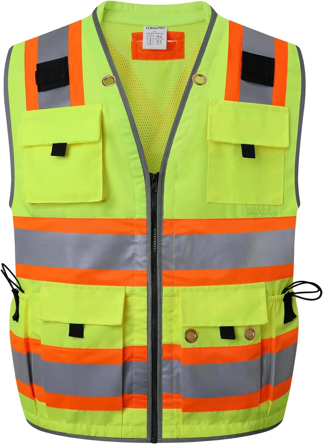 LOHASPRO Surveyor Safety Vest Reflective for Men High Visibility Class 2 Heavy Duty Safety Vests with Pockets and Zipper