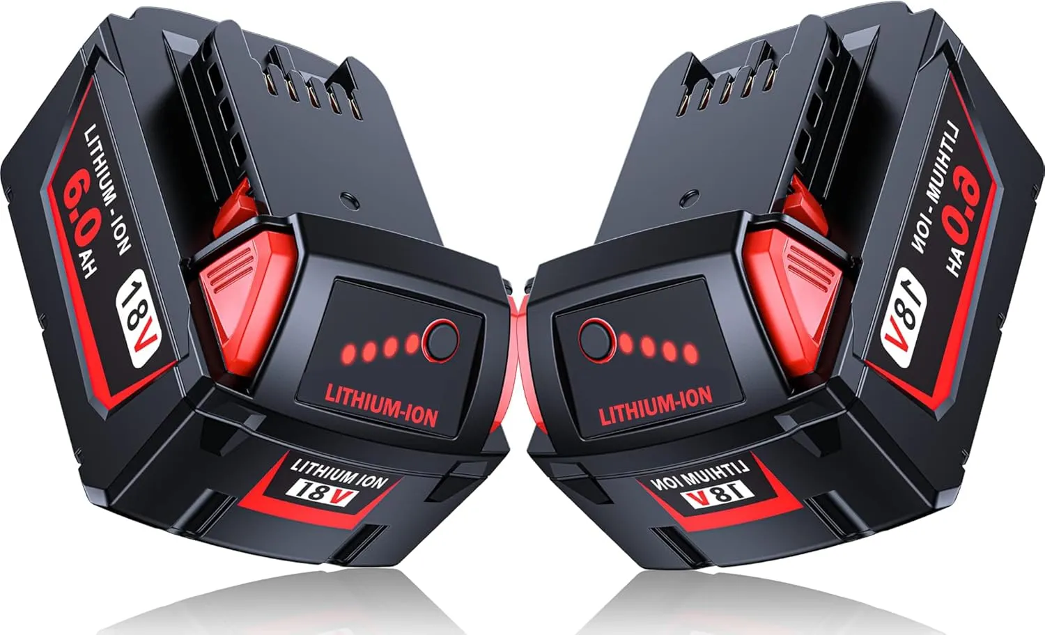 LONG FIT 2 Pack | 18 Volt Battery 6.0Ah, Compatible with M-18 Battery Charger and 18V Cordless Power Tools (48-11-1860)