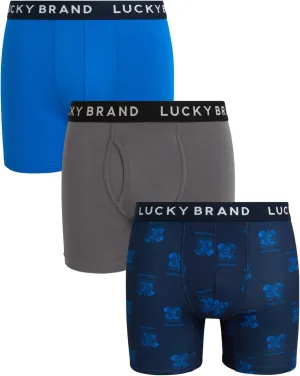 Lucky Brand Mens Boxer Briefs - 3 Pack Super Soft Mens Underwear Boxers Athletic Briefs for Men with Functional Fly (S-XXL)