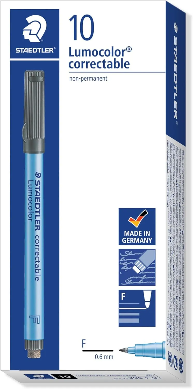 Lumocolor Correctable Pen Fine Point Black-Pack of 10