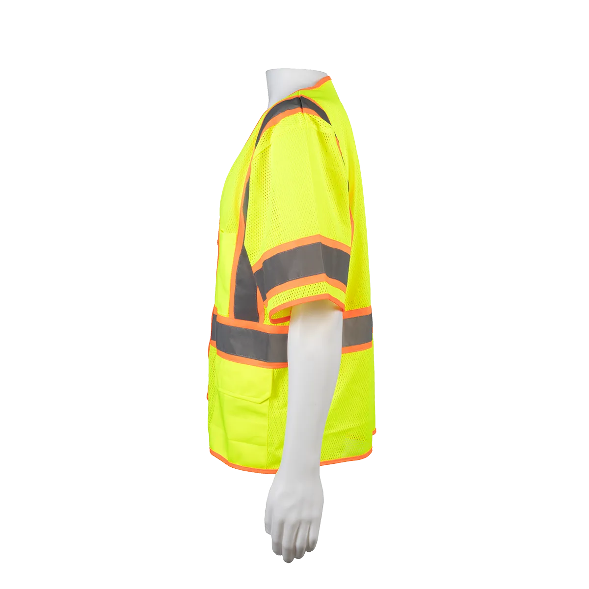 LVM3-CB1-EC ANSI 107-2020 Class 3 Lime Mesh Orange Contrast Two Tone DOT Vest, Economy