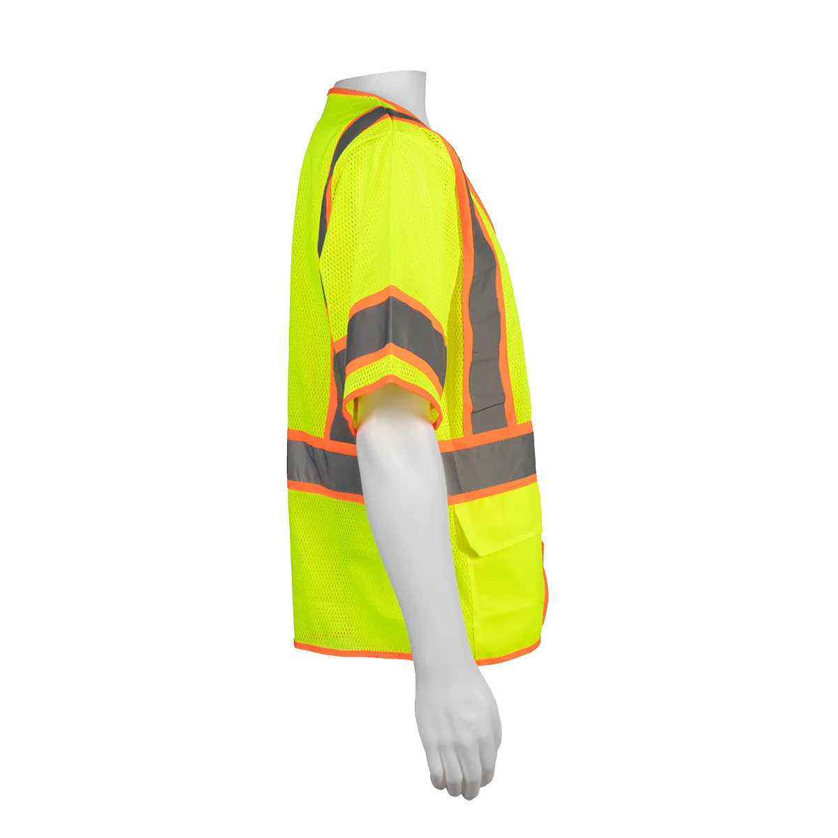 LVM3-CB1-EC ANSI 107-2020 Class 3 Lime Mesh Orange Contrast Two Tone DOT Vest, Economy
