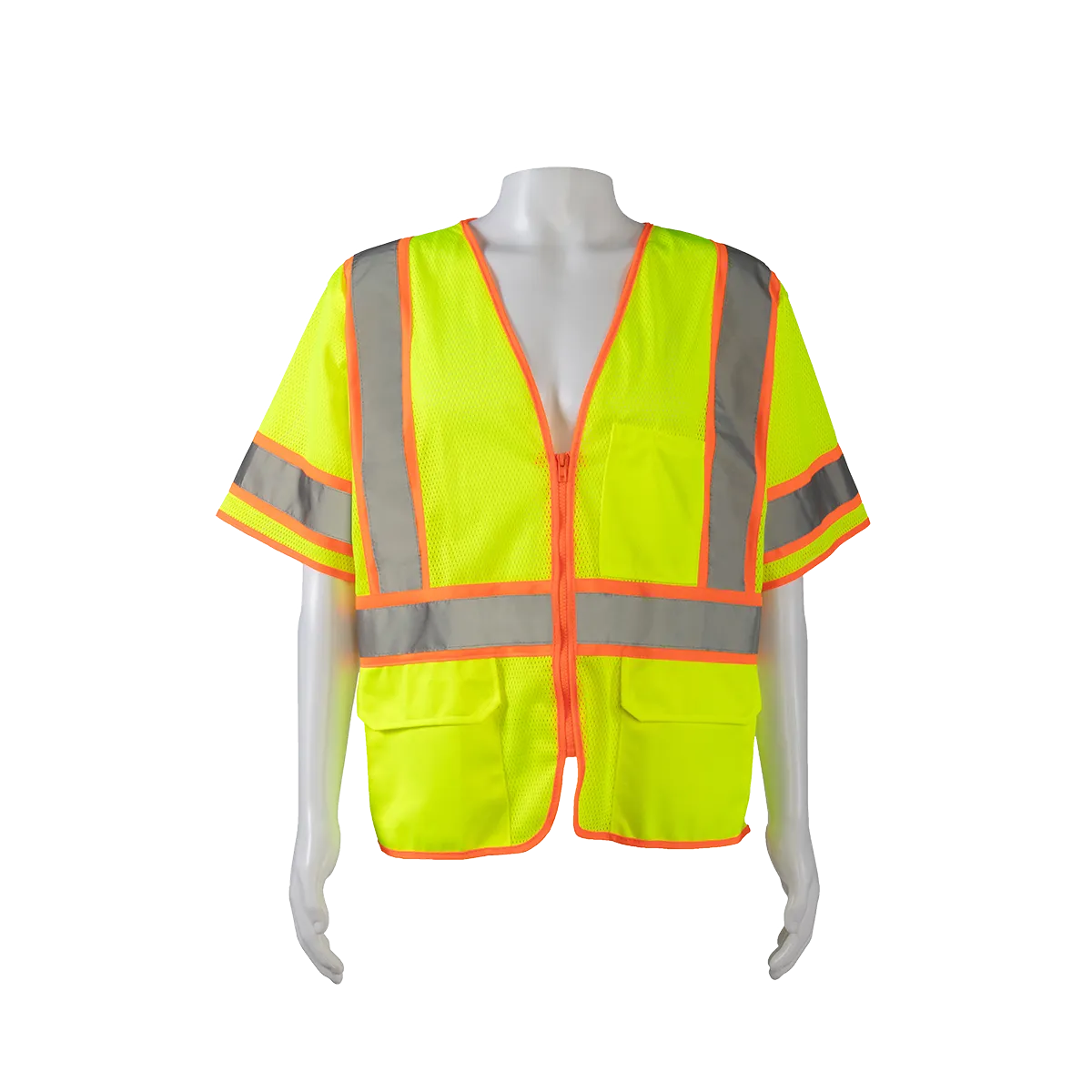 LVM3-CB1-EC ANSI 107-2020 Class 3 Lime Mesh Orange Contrast Two Tone DOT Vest, Economy