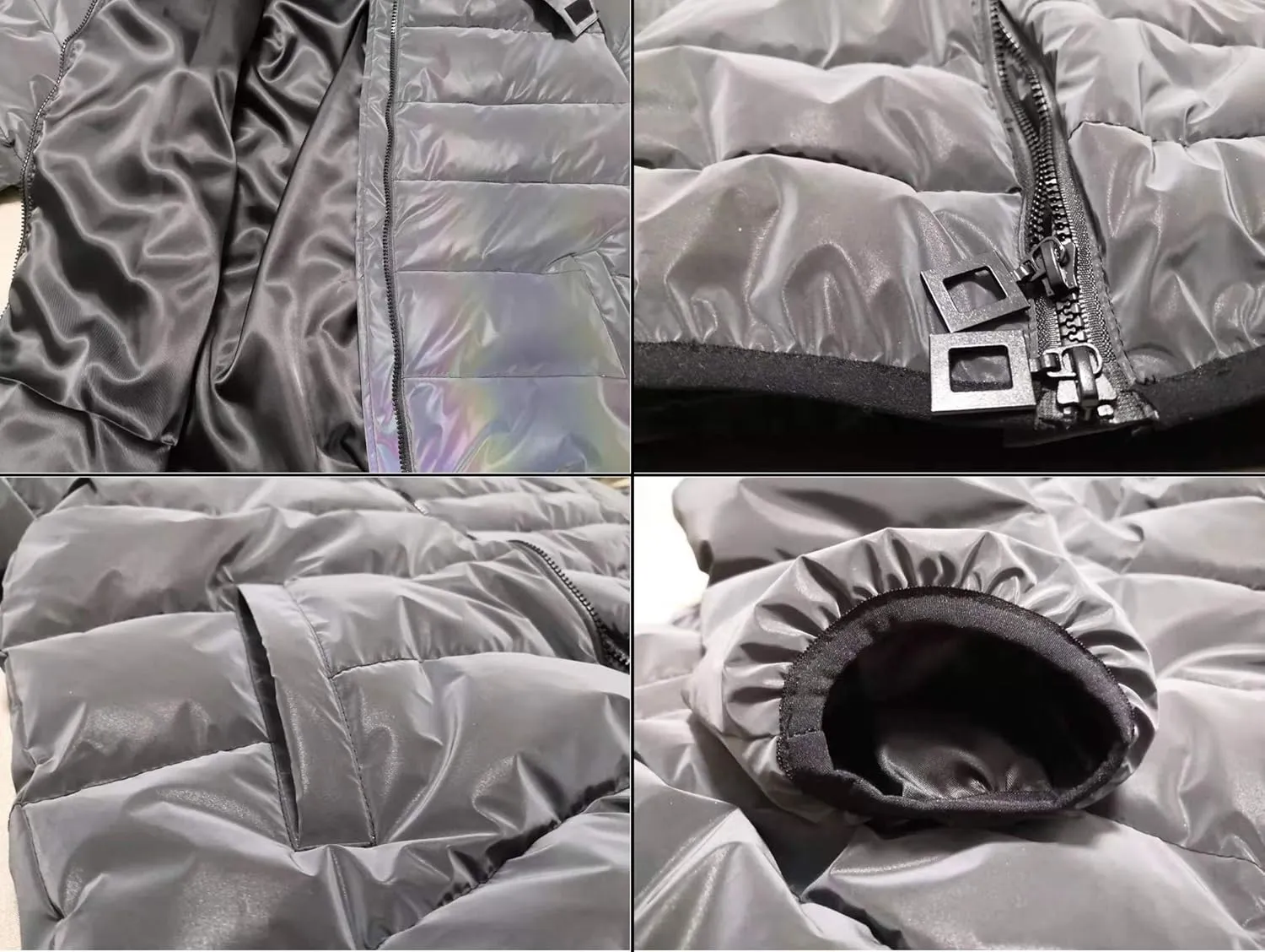 LZLRUN Rainbow Reflective Winter Jacket Coat Women Men Thick Warm Cotton Windbreaker Hooded