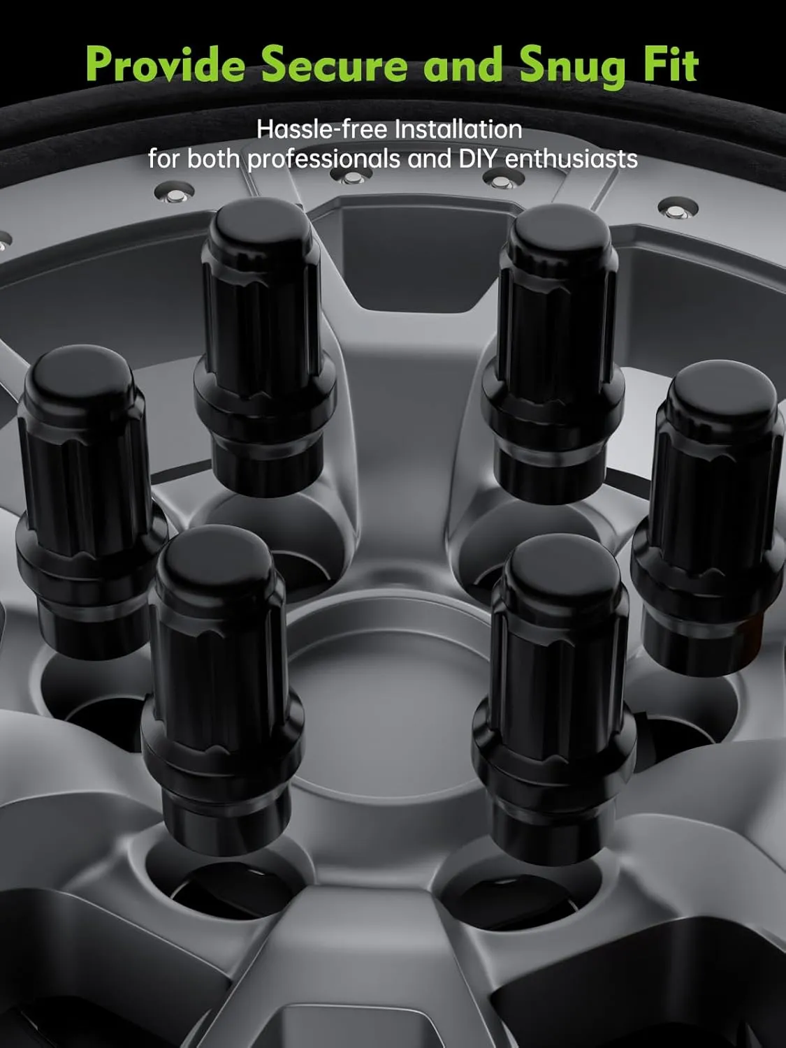 M12x1.5 Extended Lug Nuts - Replacement for Toyota Tacoma 4Runner Aftermarket Wheel, Black 24PCS 6 Spline Closed End Bulge Acorn Nut, 17mm Hex, 1.57" Tall, 0.79" Width with 1 Socket Key