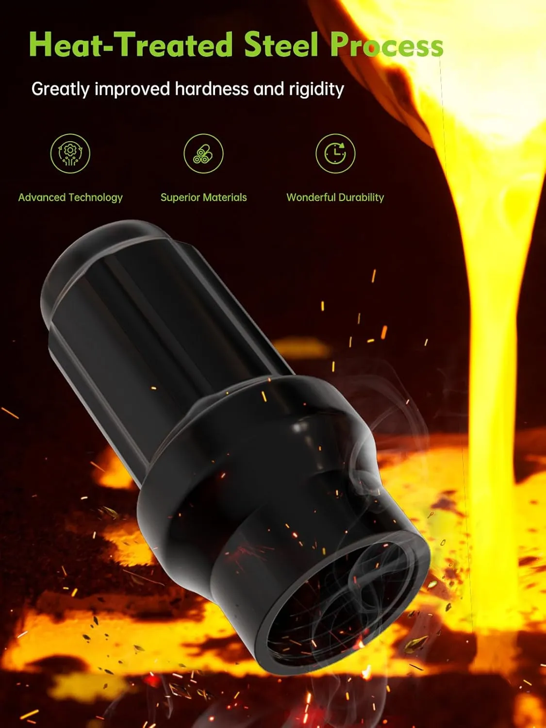 M12x1.5 Extended Lug Nuts - Replacement for Toyota Tacoma 4Runner Aftermarket Wheel, Black 24PCS 6 Spline Closed End Bulge Acorn Nut, 17mm Hex, 1.57" Tall, 0.79" Width with 1 Socket Key
