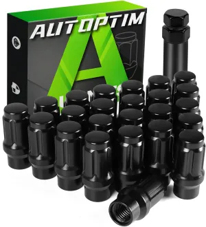 M12x1.5 Extended Lug Nuts - Replacement for Toyota Tacoma 4Runner Aftermarket Wheel, Black 24PCS 6 Spline Closed End Bulge Acorn Nut, 17mm Hex, 1.57" Tall, 0.79" Width with 1 Socket Key
