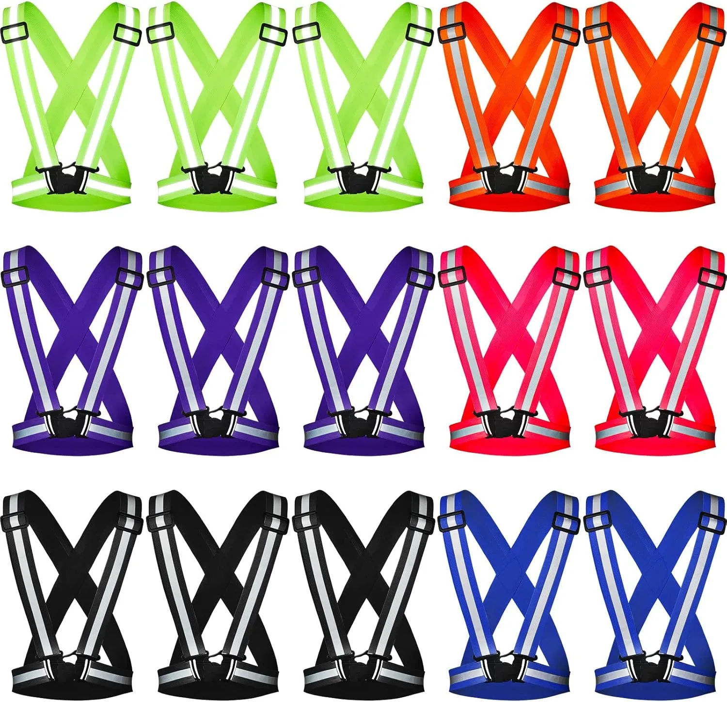 Macarrie 15 Pcs High Visible Reflective Running Vest Adjustable Reflective Safety Vest Elastic Safety Straps Gear for Walking at Night for Night Running Outdoor Dog Adults