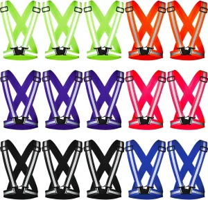 Macarrie 15 Pcs High Visible Reflective Running Vest Adjustable Reflective Safety Vest Elastic Safety Straps Gear for Walking at Night for Night Running Outdoor Dog Adults