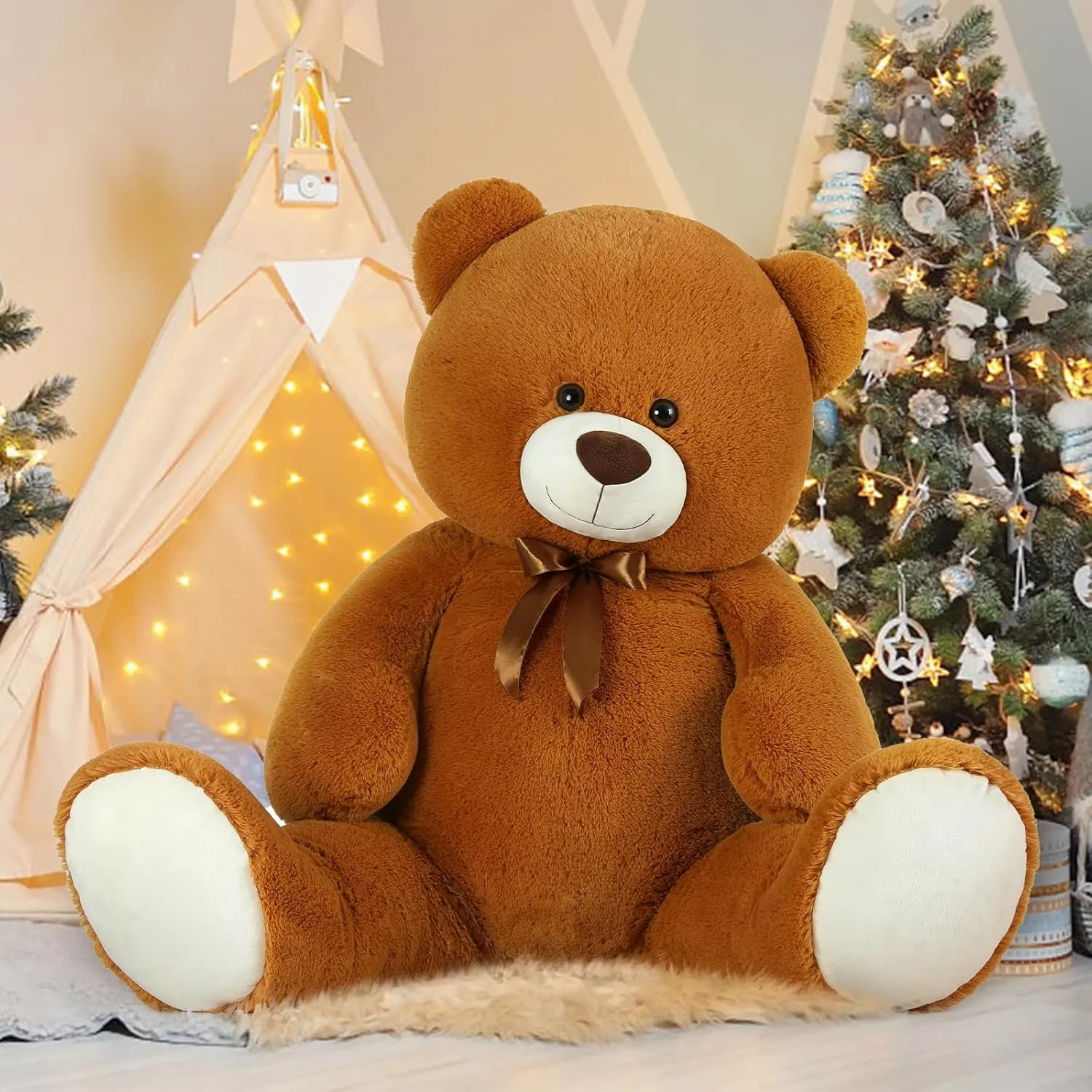 MaoGoLan 4ft Giant Teddy Bear Big Stuffed Animal 47 inch Large Brown Teddy Bear for Kids Girls Baby Shower Centerpieces Decorations, Christmas Birthday Gift