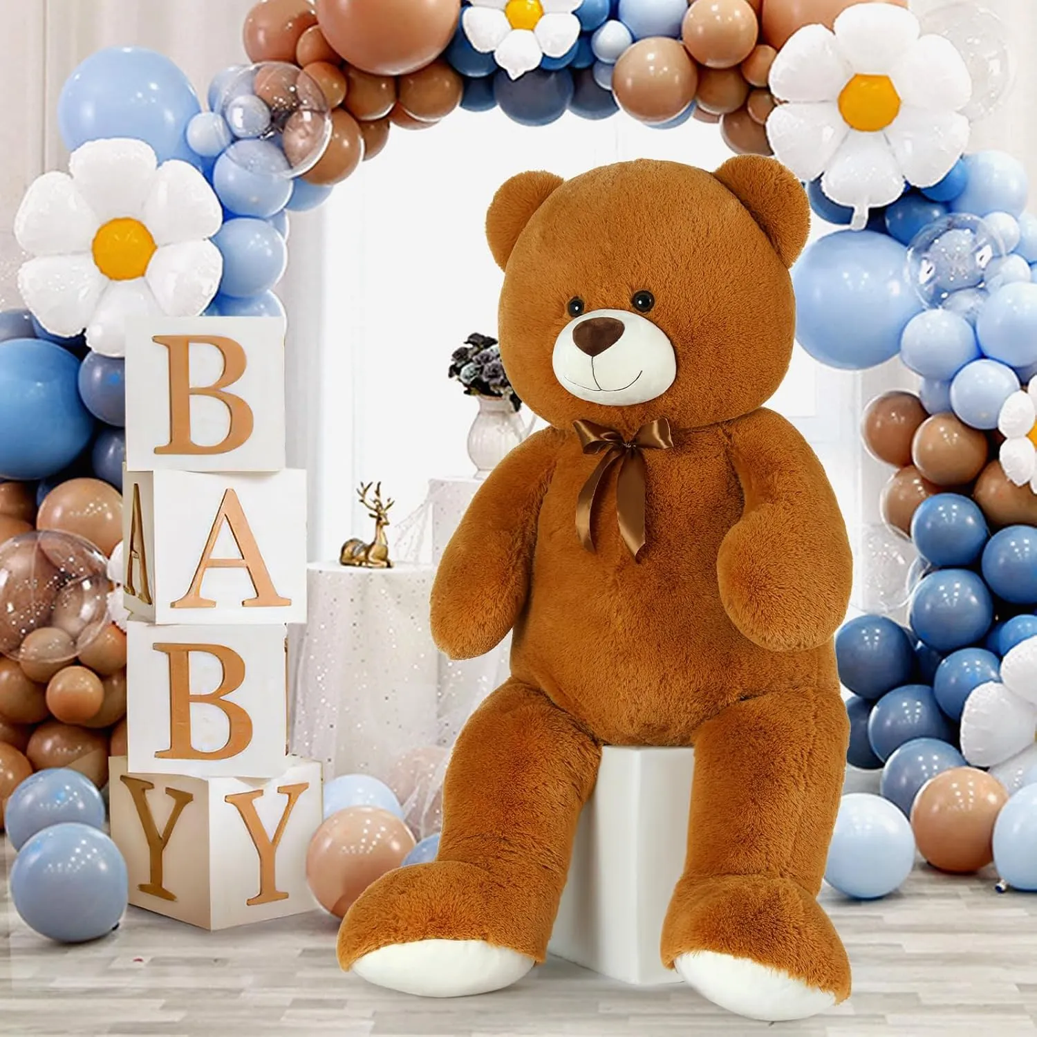 MaoGoLan 4ft Giant Teddy Bear Big Stuffed Animal 47 inch Large Brown Teddy Bear for Kids Girls Baby Shower Centerpieces Decorations, Christmas Birthday Gift
