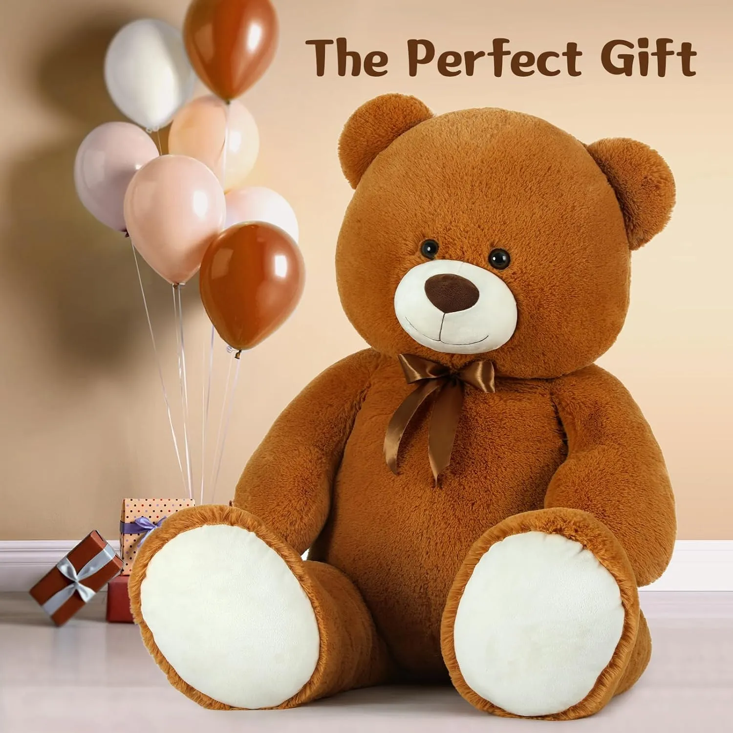 MaoGoLan 4ft Giant Teddy Bear Big Stuffed Animal 47 inch Large Brown Teddy Bear for Kids Girls Baby Shower Centerpieces Decorations, Christmas Birthday Gift