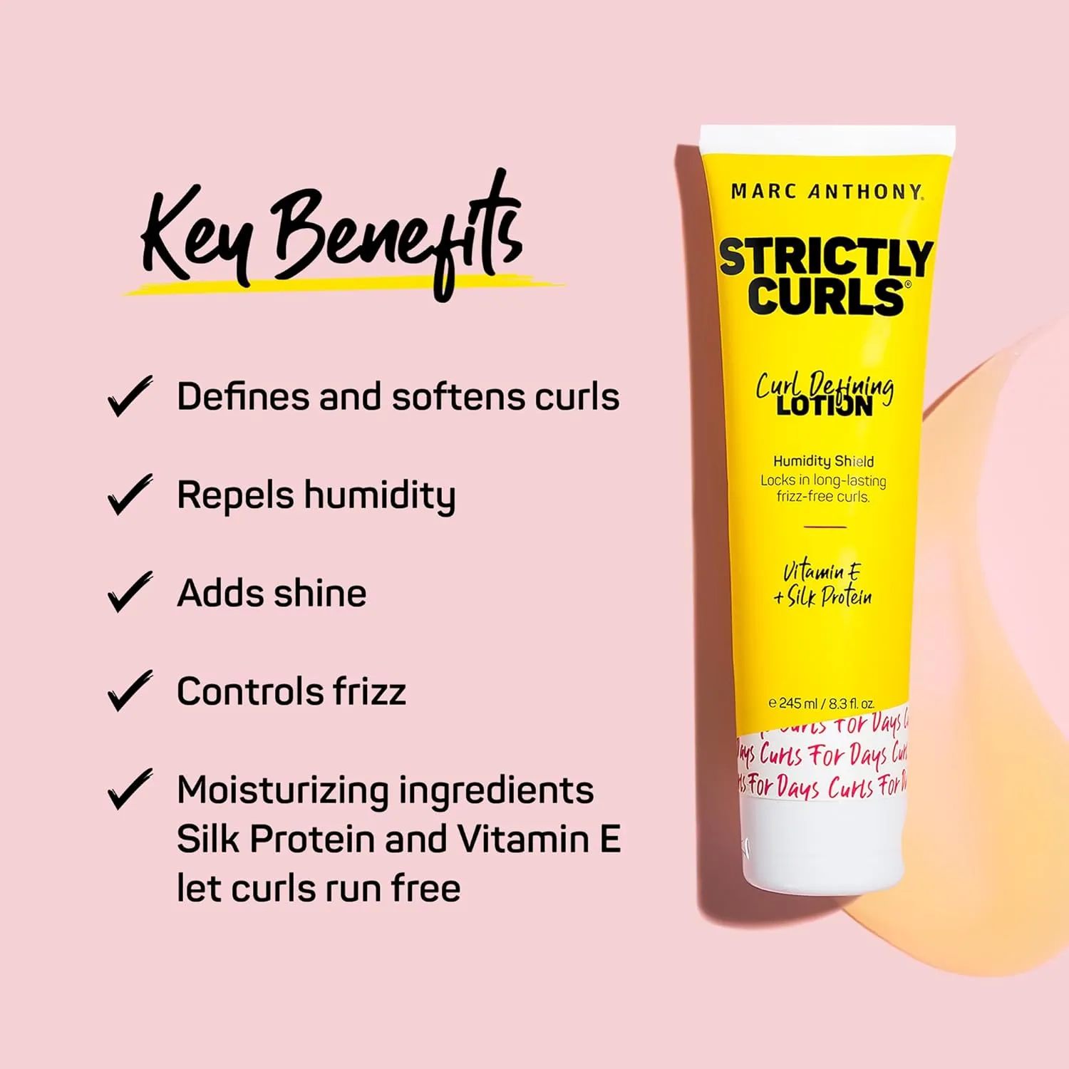 Marc Anthony Strictly Curls Curl Defining Styling Lotion, 8.3 Ounce Tube with Silk Protein and Vitamin E for Definition & Volume Boost Spray, Extra Hold