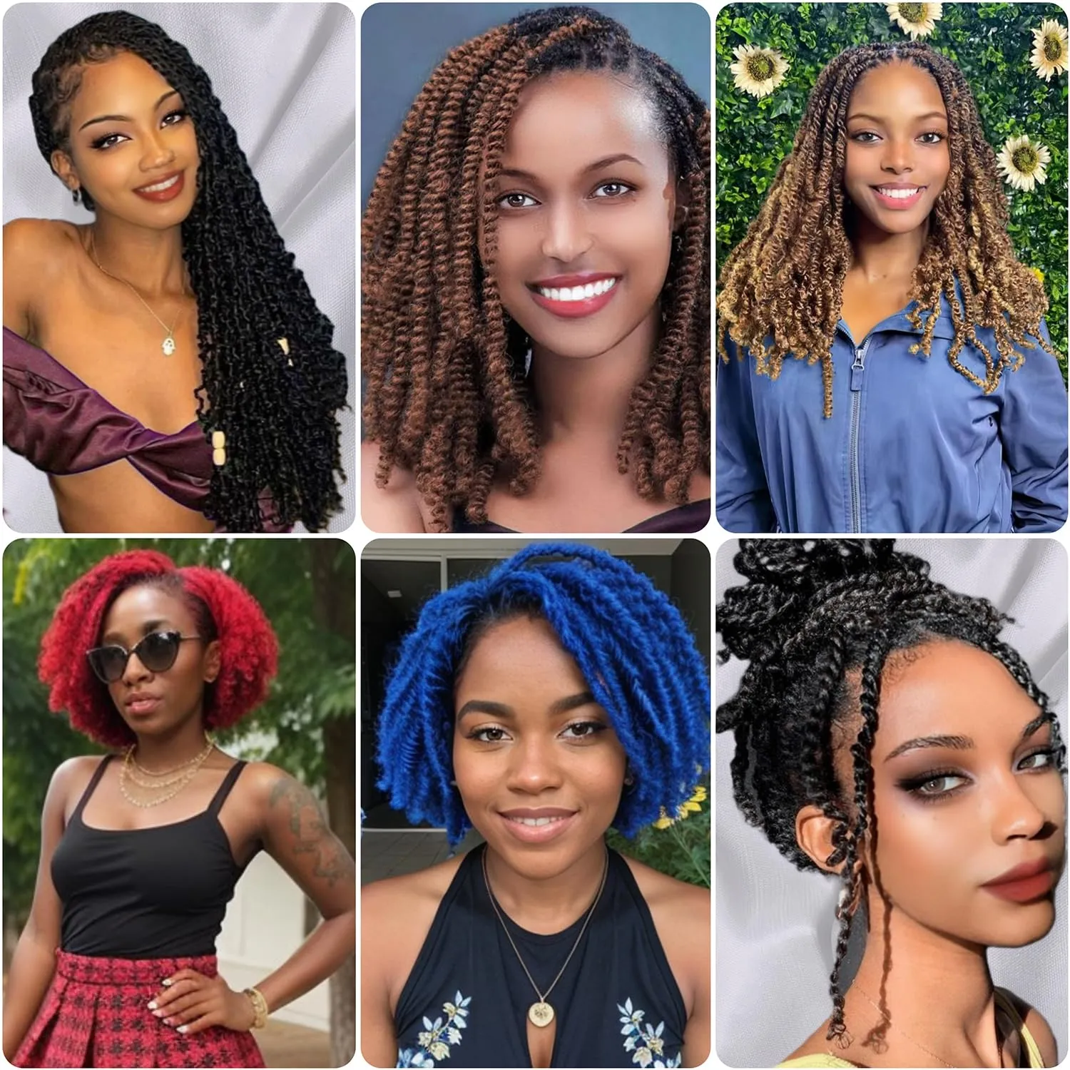 Marley Twist Braiding Hair Color 2 Marley Hair for Soft Locs Passion Twist Hair Cuban Spring Afro Twist Hair Crochet Braids Faux Locs Crochet Hair 12 Inch(6 Packs,2#)