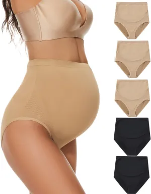 Maternity Underwear Over Bump, Seamless Maternity Support Panties, Plus Size, Multi Pack