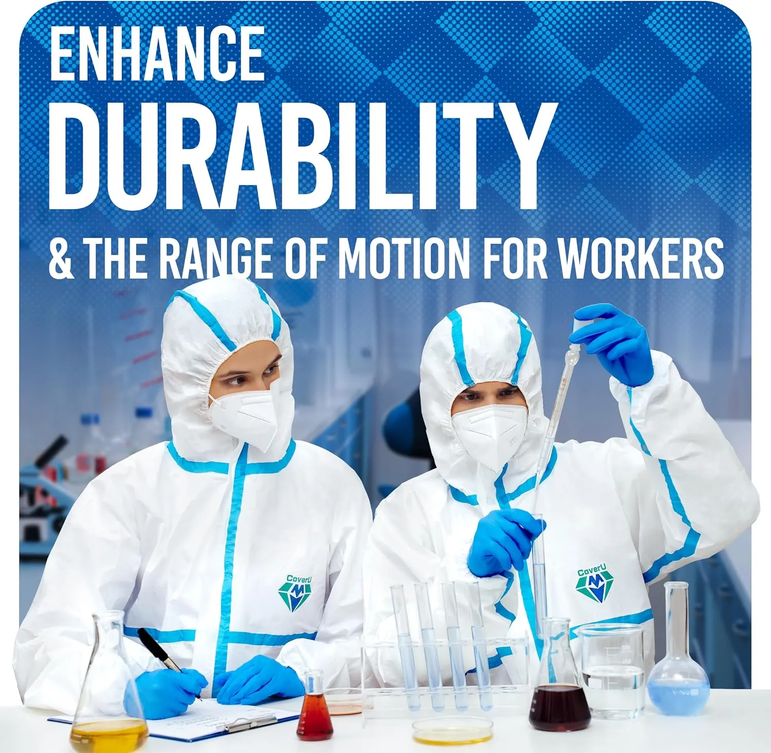 Medtecs Hazmat Suits - 6 Sizes Options - Disposable Coveralls Suit, Medical Protective Coverall PPE Hazmat Suits