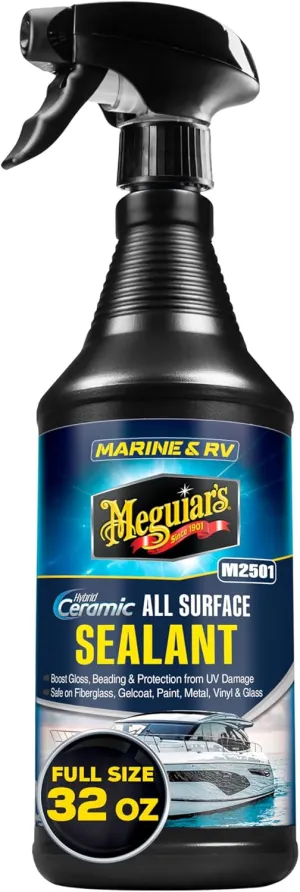 Meguiar’s Marine & RV Hybrid Ceramic All Surface Sealant - Premium Fiberglass and Gel Coat Sealant that Boosts Gloss, Beading & Protection from UV Damage - Easy to Apply and Wipe Off – 32 Oz Spray