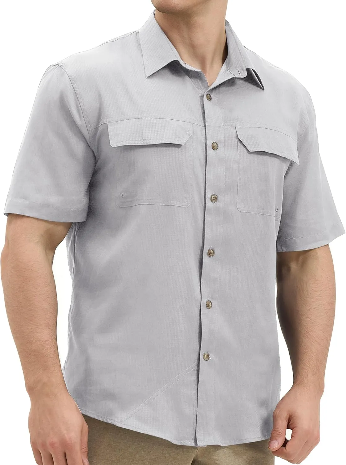 Mens Short Sleeve Sun UV Protection Shirt Cooling Quick Dry Fishing Shirts for Travel Outdoor Camping Hiking UPF 50 