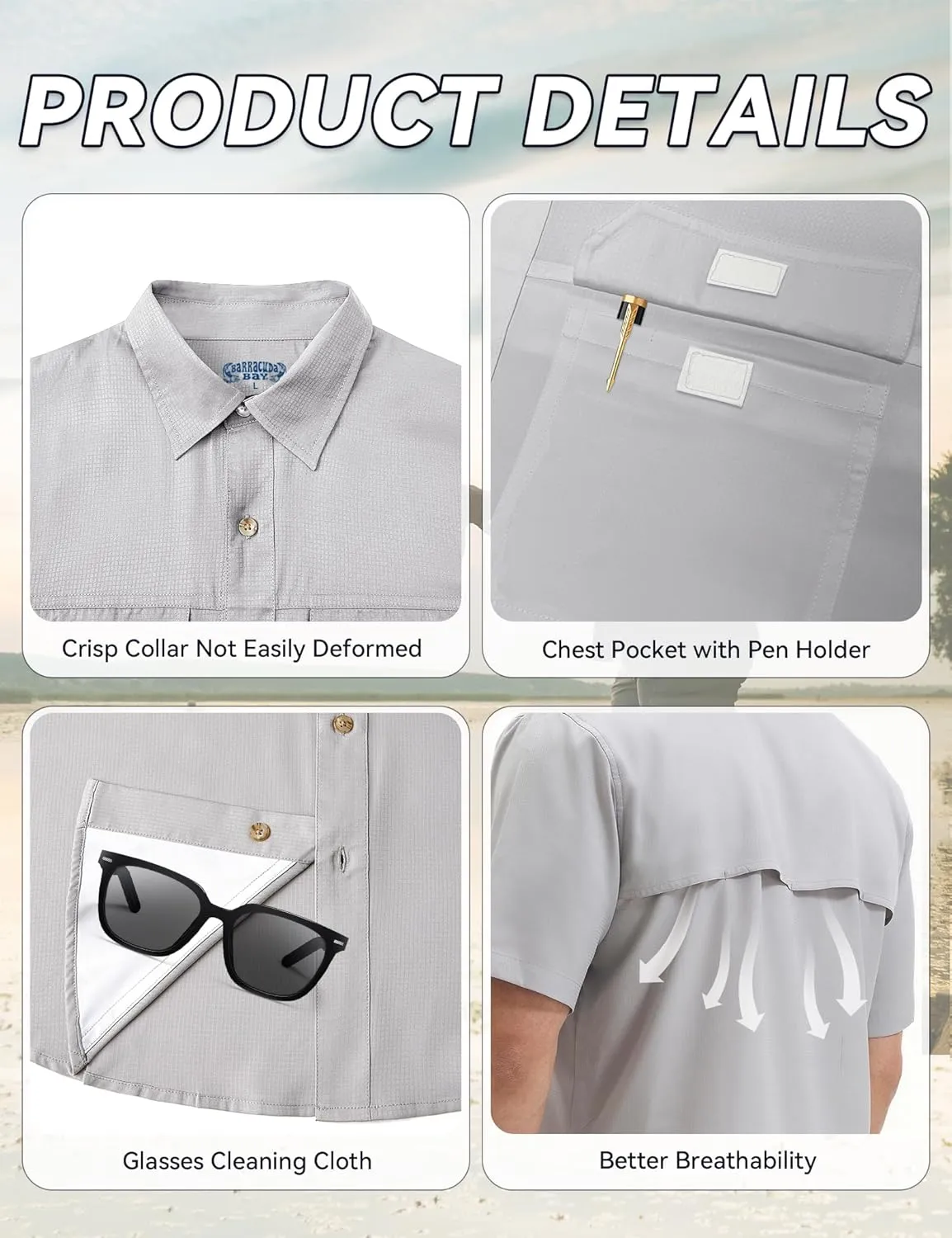 Mens Short Sleeve Sun UV Protection Shirt Cooling Quick Dry Fishing Shirts for Travel Outdoor Camping Hiking UPF 50 