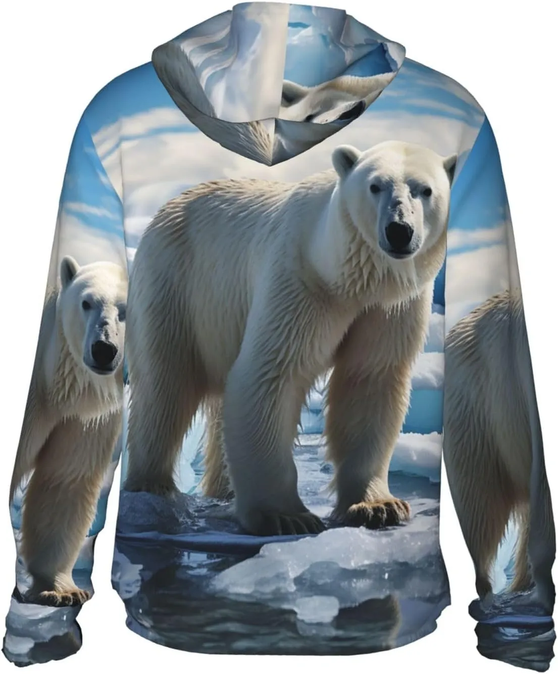 Men's Sun Protection Jacket UPF 50  Full Zipper Long Sleeve UV Hoodie Shirt Polar Bear Ice Women's Outdoor Jacket