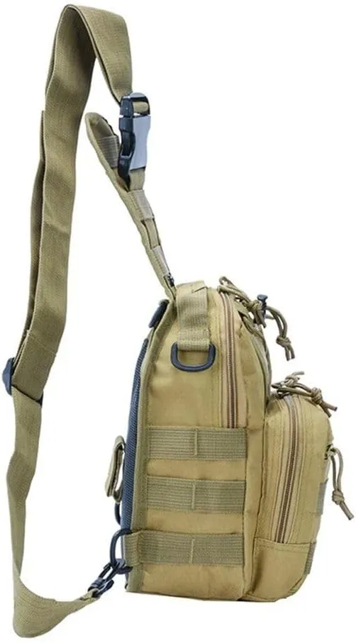 Men’s Tactical Multi-Use Chest Bag for Outdoor Adventures Khaki, 10.62 x 8.26 x 6.29 in