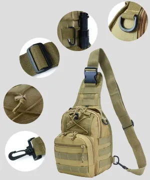 Men’s Tactical Multi-Use Chest Bag for Outdoor Adventures Khaki, 10.62 x 8.26 x 6.29 in