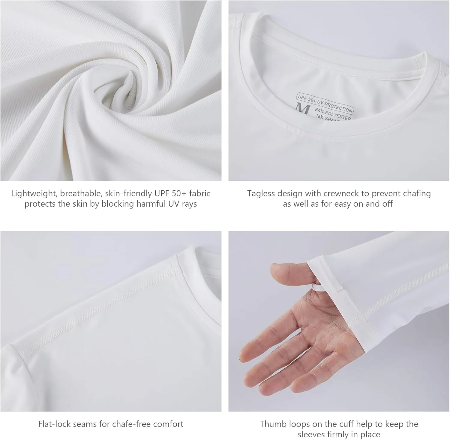 Men’s UPF 50  Long Sleeve Performance T-Shirts Permanent UV Protective Quick Dry for Everyday Hiking Fishing Beach