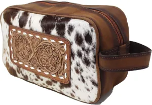 Men's Women Western Genuine Leather Toiletry Dopp Kit Shaving Cosmetic Travel Bag 18SKTLeatherDopp