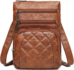 Mens Women's PU Leather Sling Backpack Hiking Chest Bag Crossbody Daypack Bags Birthday Christmas New Year Gift.