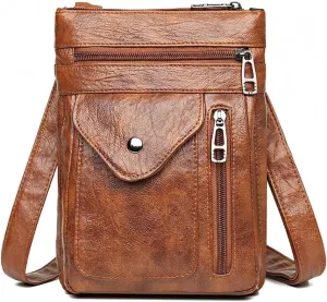 Mens Women's PU Leather Sling Backpack Hiking Chest Bag Crossbody Daypack Bags Birthday Christmas New Year Gift.
