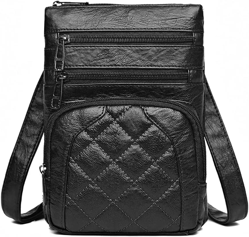 Mens Women's PU Leather Sling Backpack Hiking Chest Bag Crossbody Daypack Bags Birthday Christmas New Year Gift.