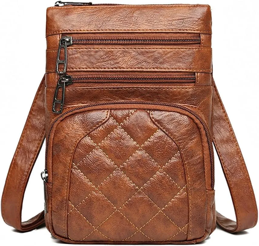Mens Women's PU Leather Sling Backpack Hiking Chest Bag Crossbody Daypack Bags Birthday Christmas New Year Gift.
