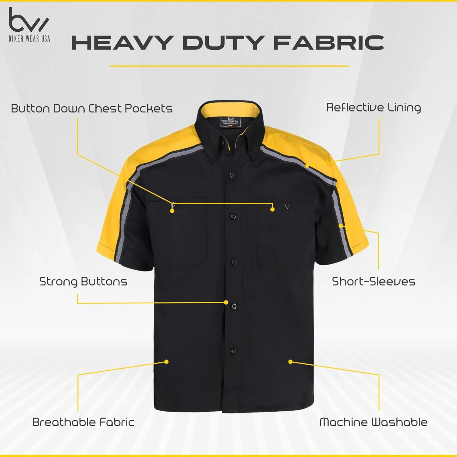 Men’s Work Shirt- Mechanical/Industrial Work Shirt with Reflective Horizontal Lining