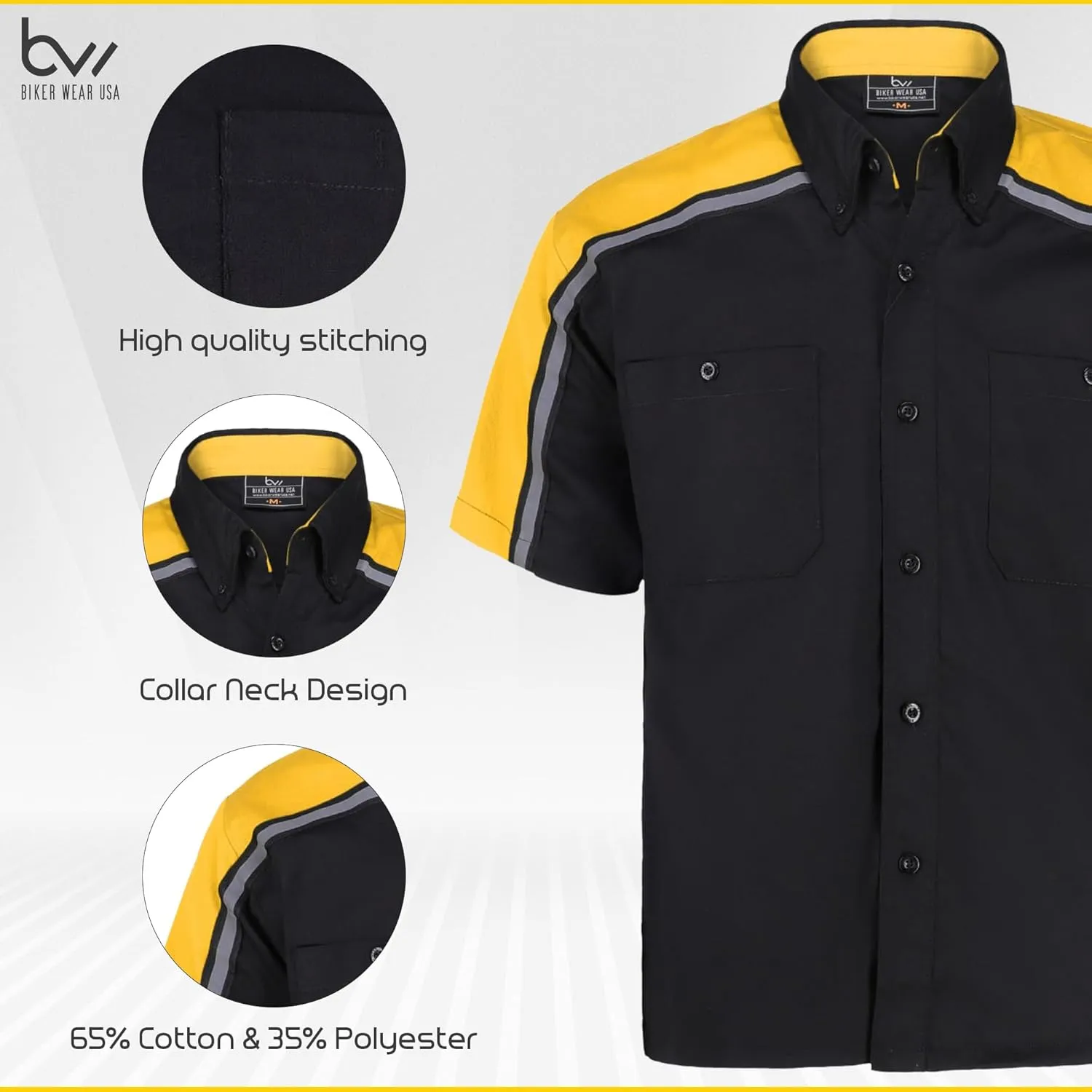 Men’s Work Shirt- Mechanical/Industrial Work Shirt with Reflective Horizontal Lining