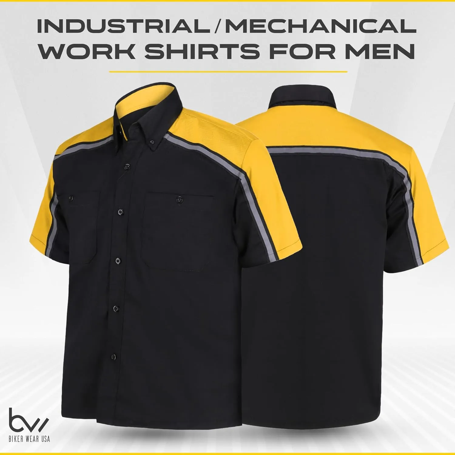 Men’s Work Shirt- Mechanical/Industrial Work Shirt with Reflective Horizontal Lining