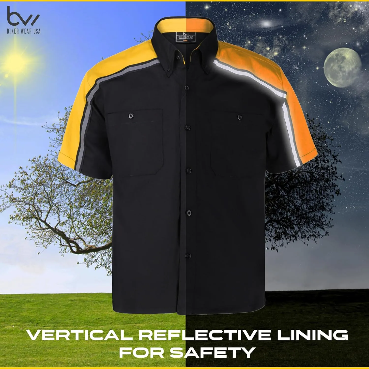 Men’s Work Shirt- Mechanical/Industrial Work Shirt with Reflective Horizontal Lining