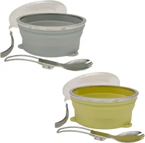 Mess Kit for Camping Silicone Collapsible Bowl and Stainless Steel Spoon for Backpacking Outdoor Hiking Traveling and Picnic