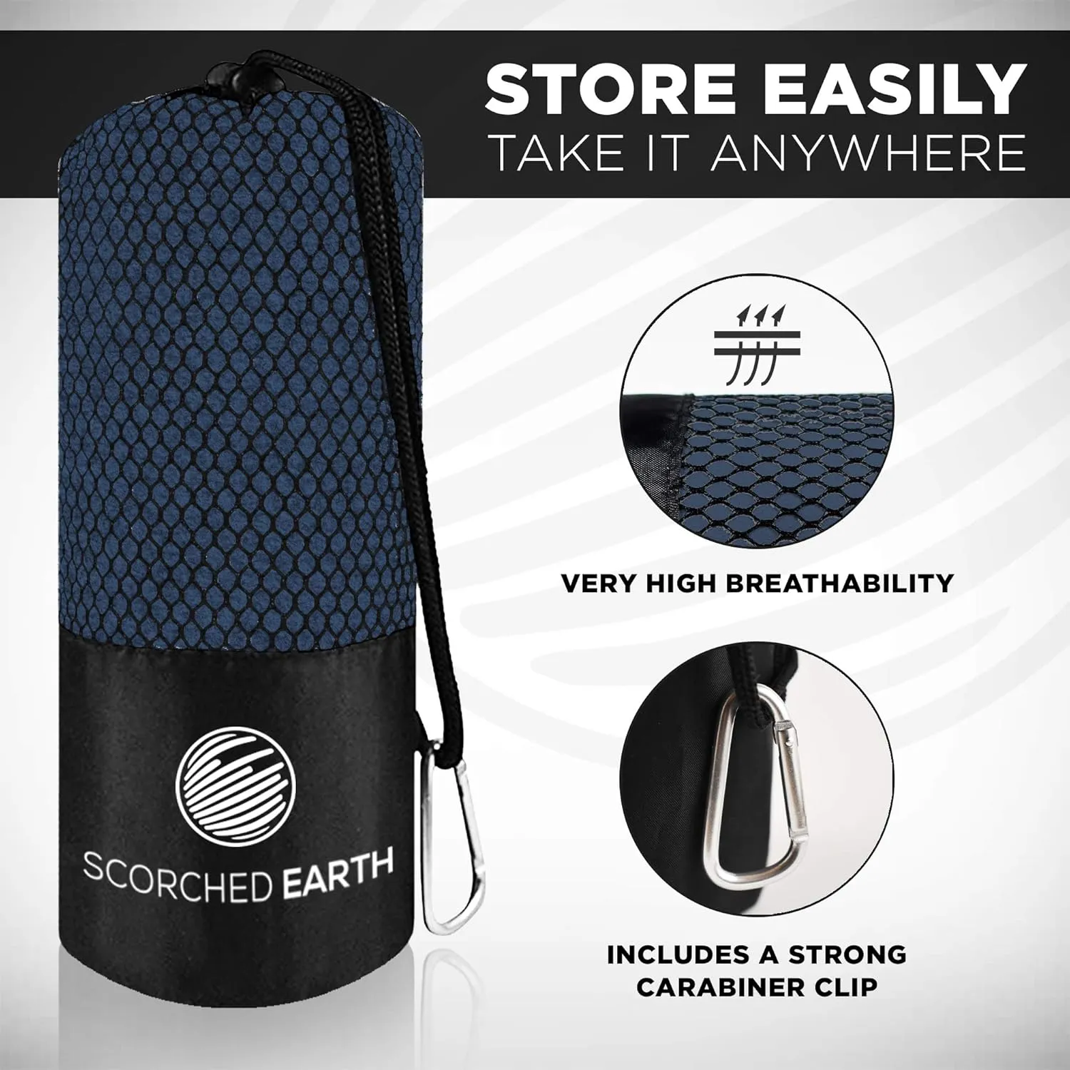Microfiber Travel & Sports Towel Set (True Navy) - XL Set (39x70.5 & 12x24